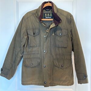 Barbour Sapper S Olive Green Waxed Jacket Sylkoil Men Field Style Chest Pockets